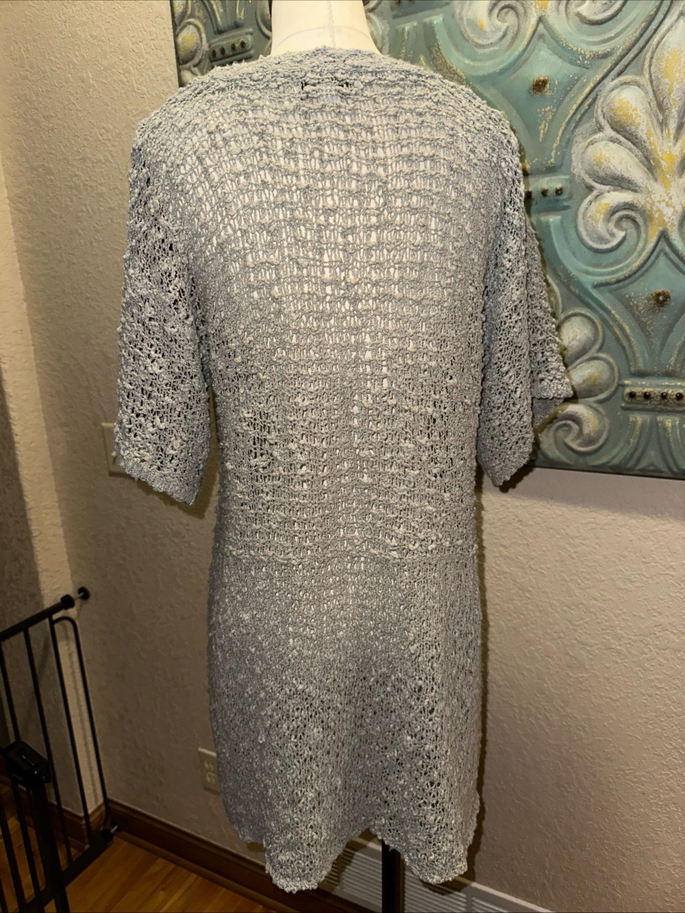 Windriver Light Gray Open-Knit V-Neck Sweater Tunic - Picture 3 of 7